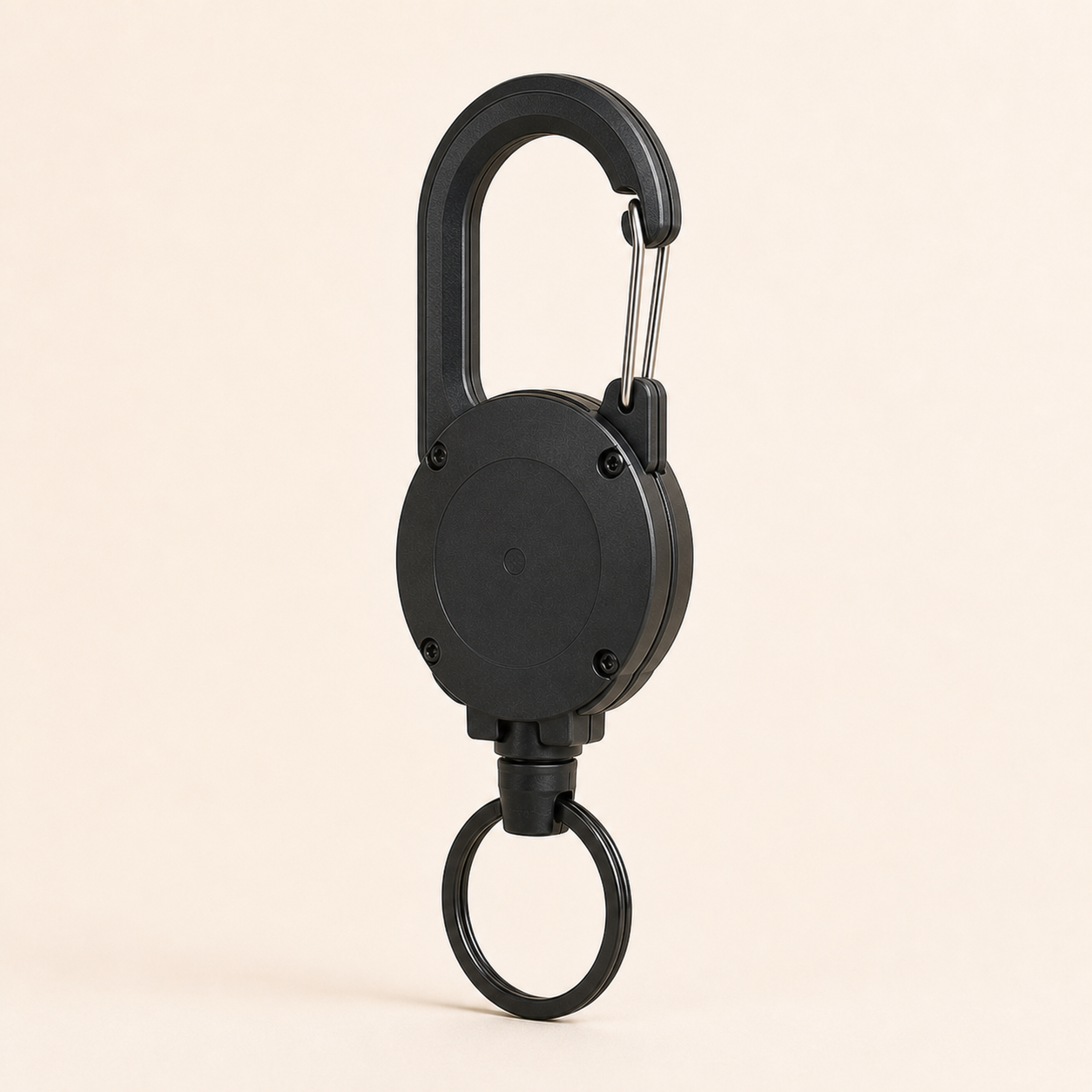 Rear three-quarter studio view of the TUGLO retractable key keeper