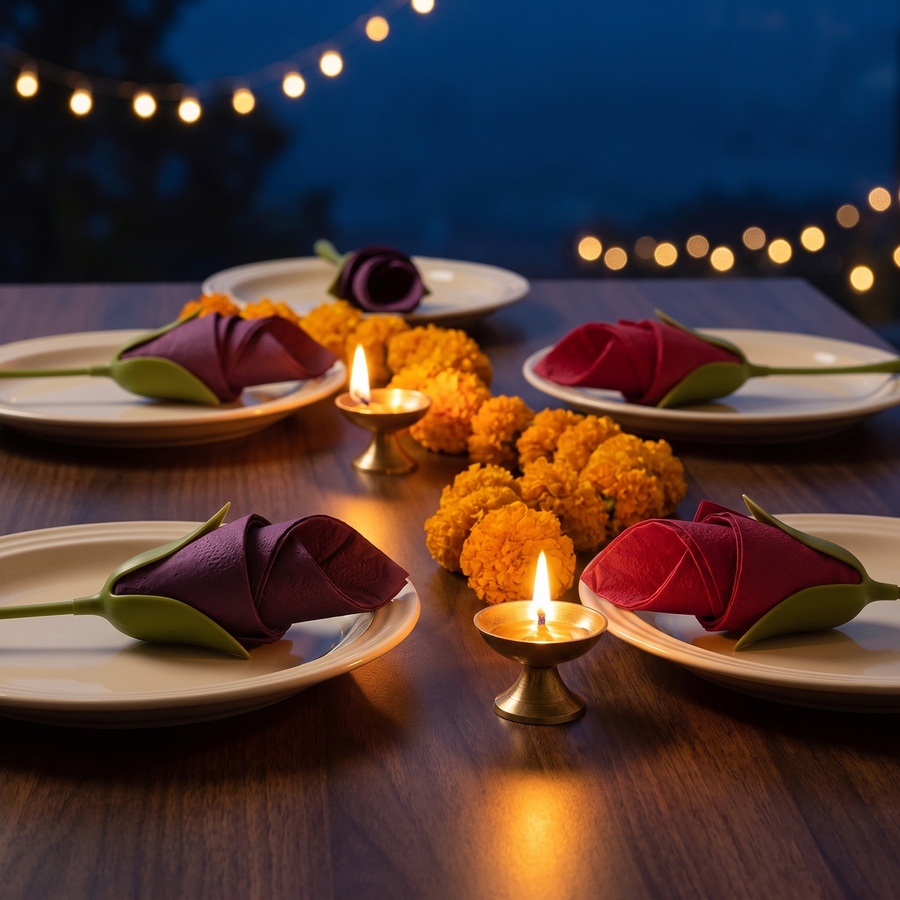 TULIX™ napkin bloom on a set table