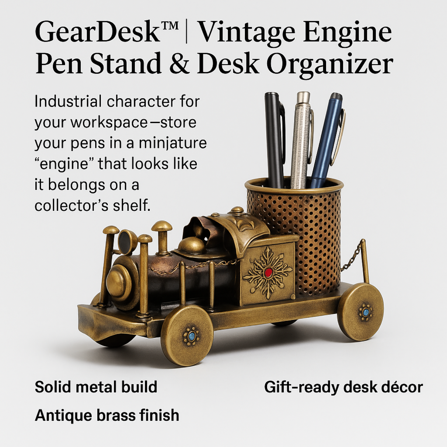 Brass Engine Desk Holder