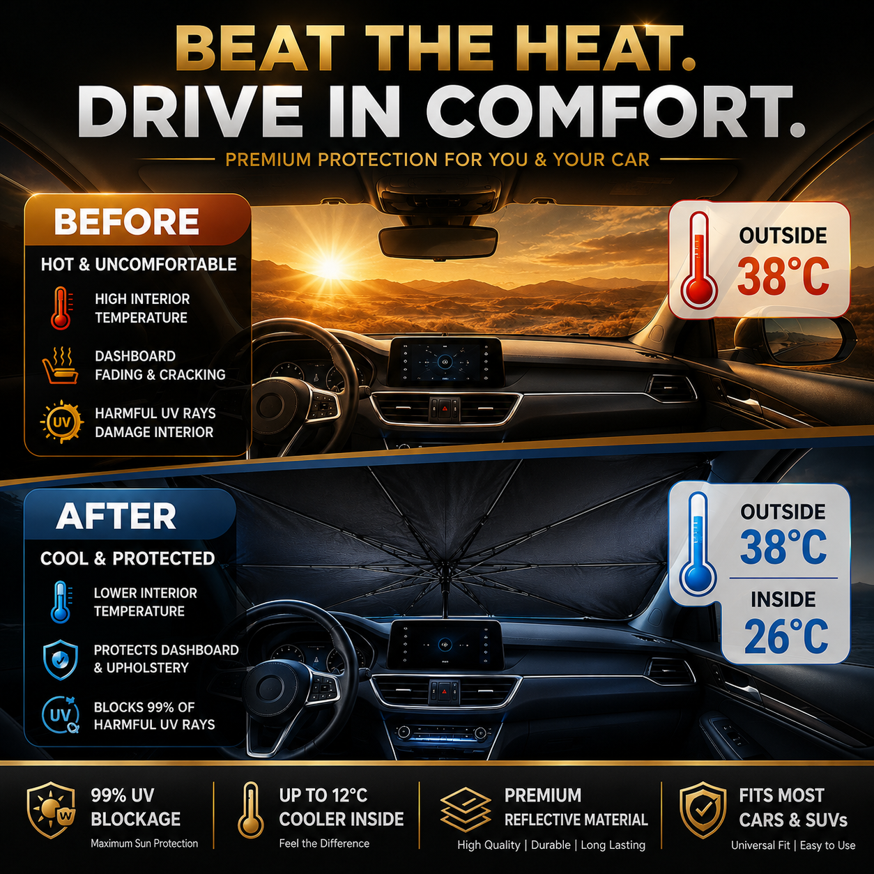 Solbrella™ | Foldable Car Windshield Sunshade
