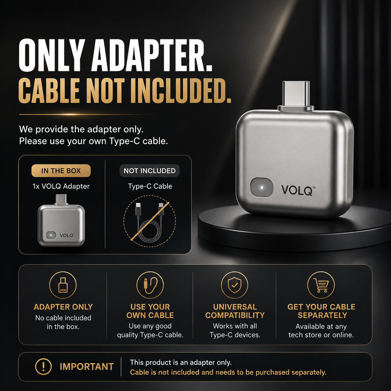 VOLQ™ | Auto-Disconnect Type-C Adapter