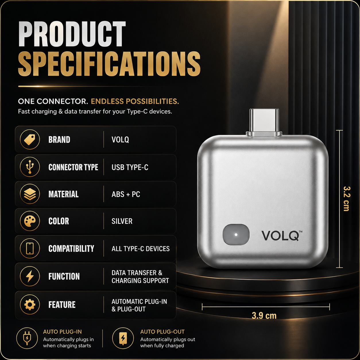 VOLQ™ | Auto-Disconnect Type-C Adapter