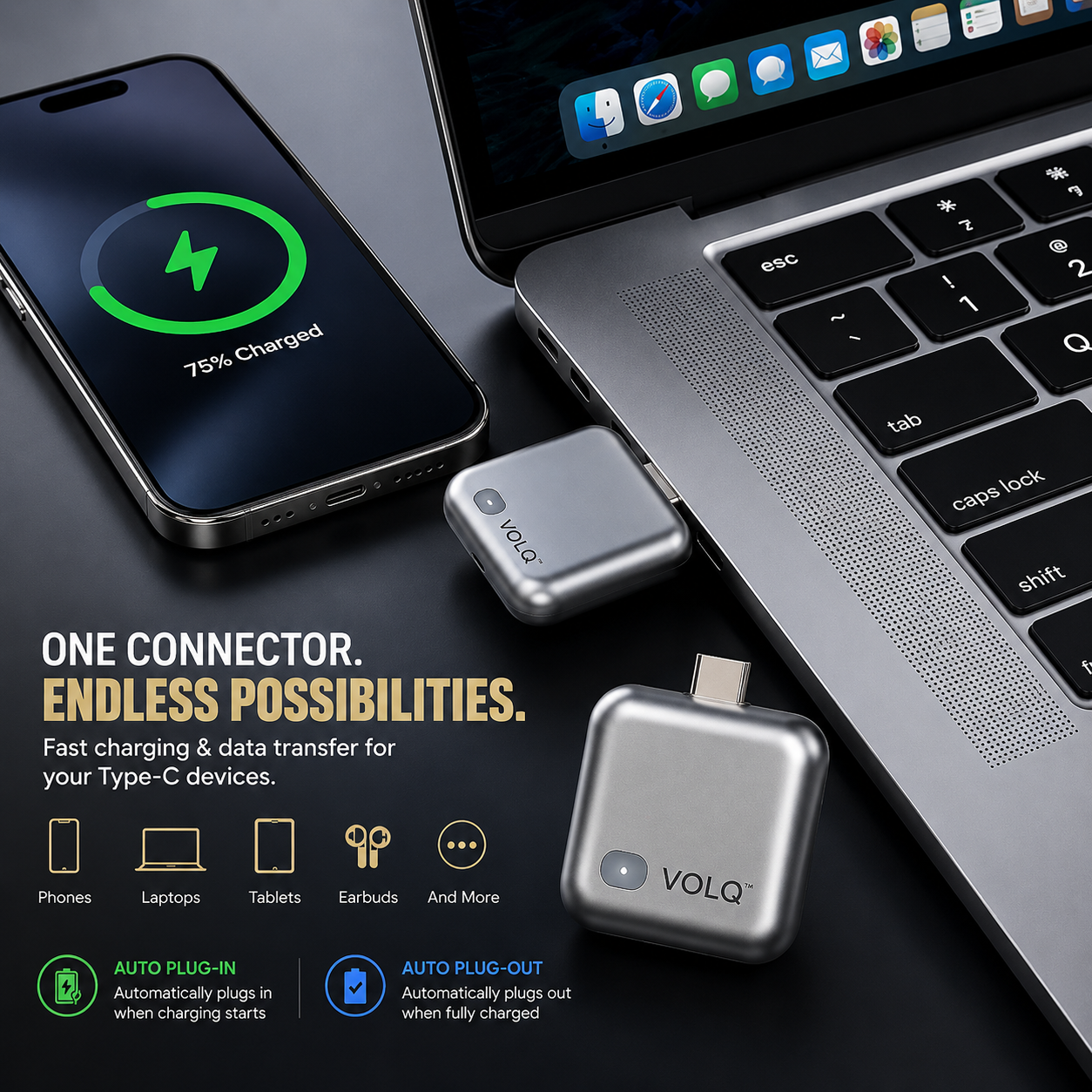 VOLQ™ | Auto-Disconnect Type-C Adapter