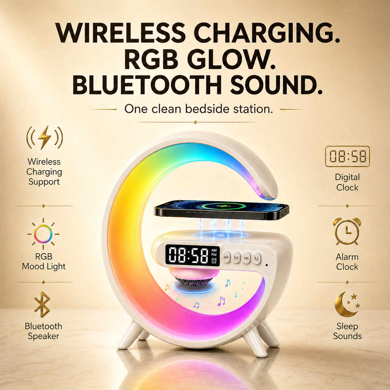 KNOX™  RGB Speaker Charging Clock