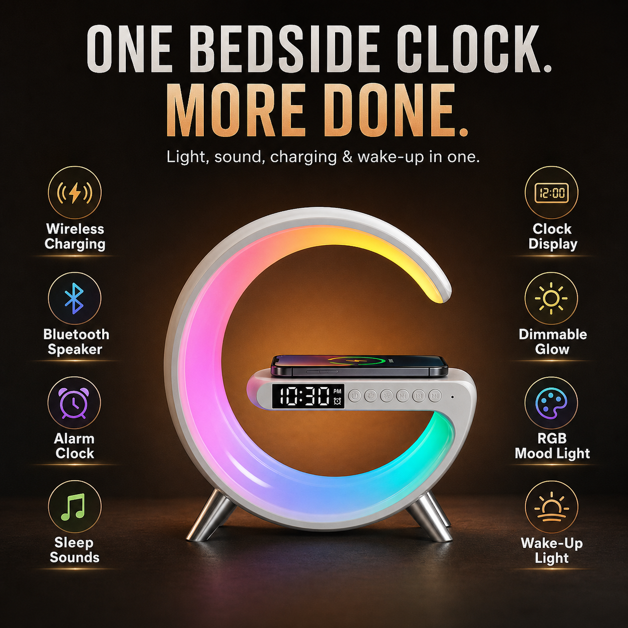 KNOX™  RGB Speaker Charging Clock