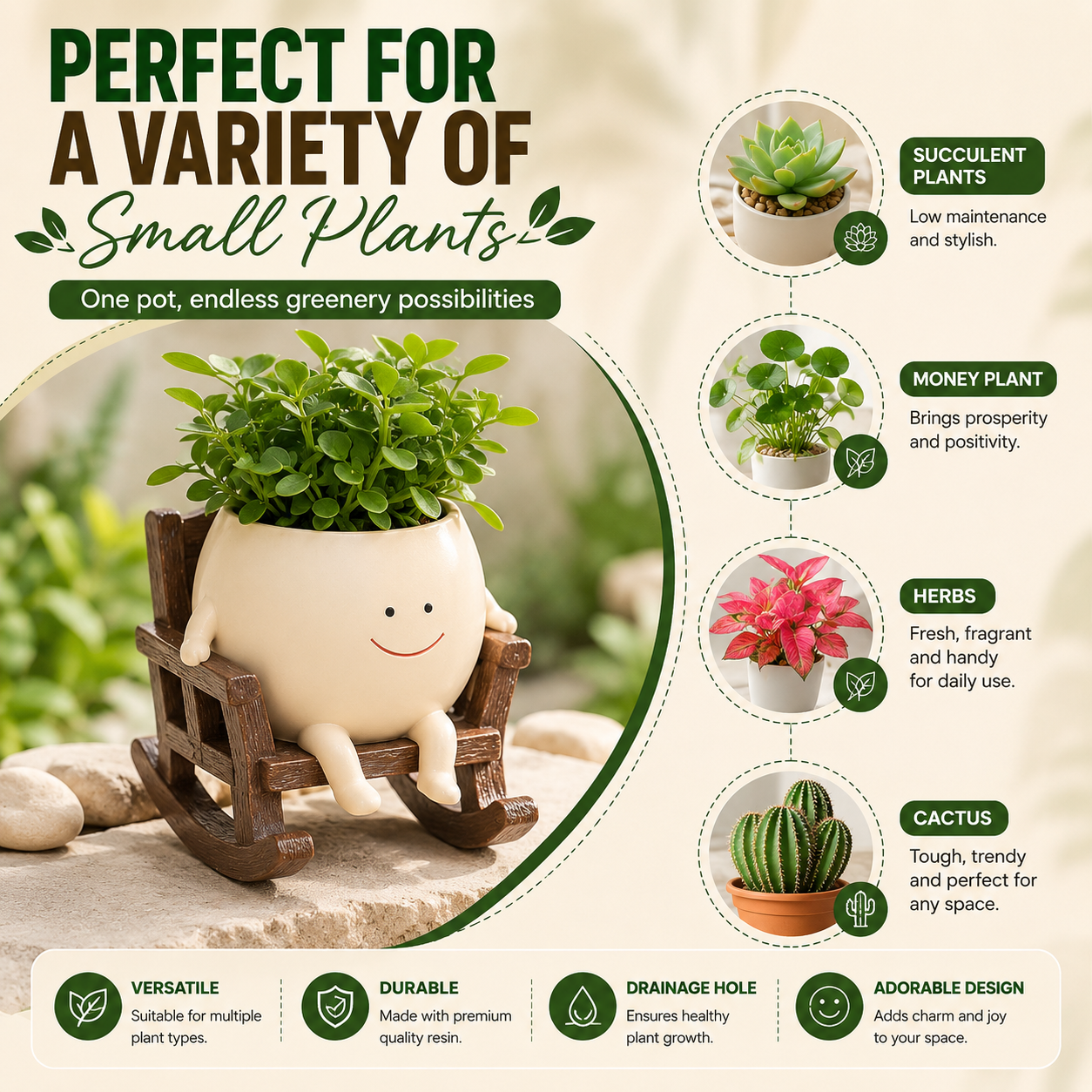 ZUZU™ | Smiling Desk Planter