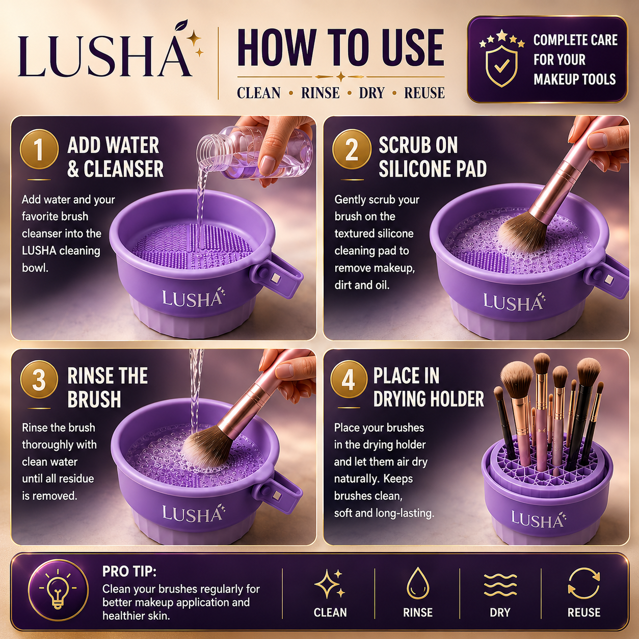 LUSHA™ | 3-in-1 Brush Care Station
