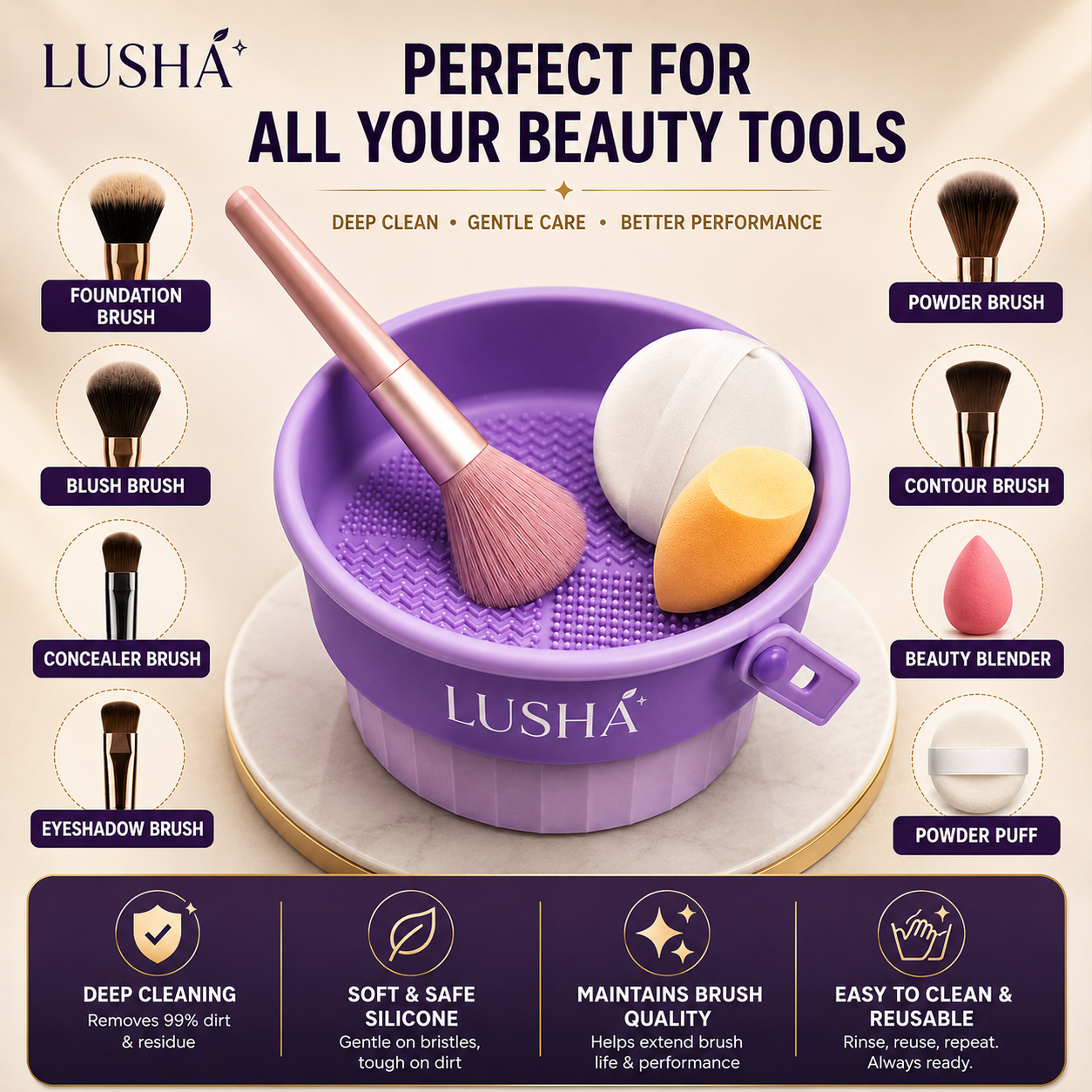 LUSHA™ | 3-in-1 Brush Care Station