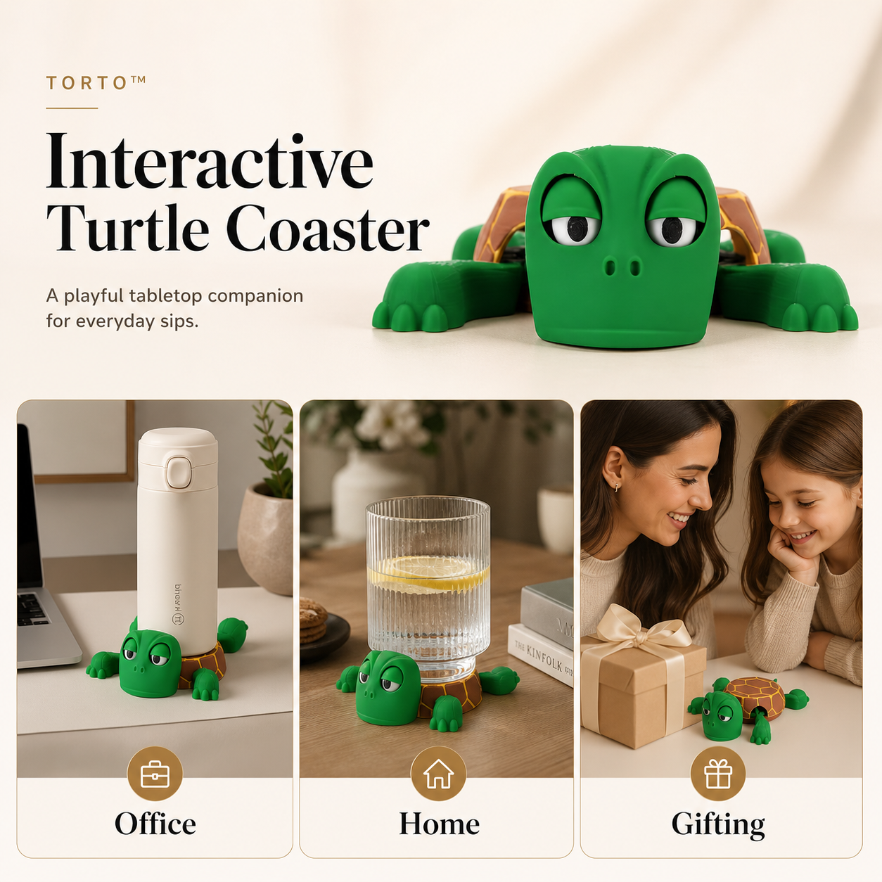 TORTO™  Interactive Turtle Cup Coaster