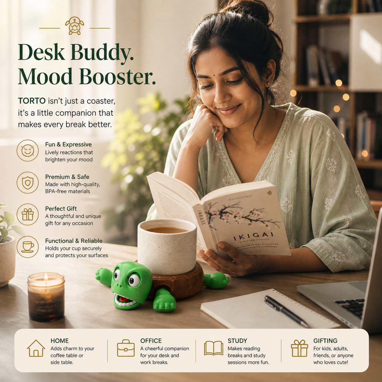 TORTO™  Interactive Turtle Cup Coaster