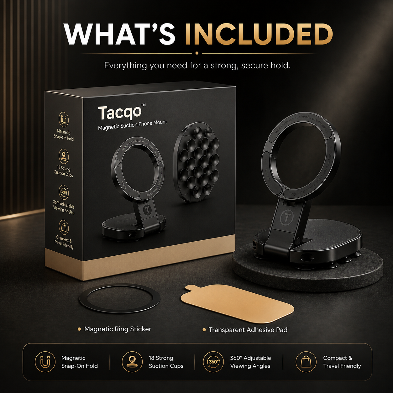 Tacqo™ | Magnetic Suction Phone Mount