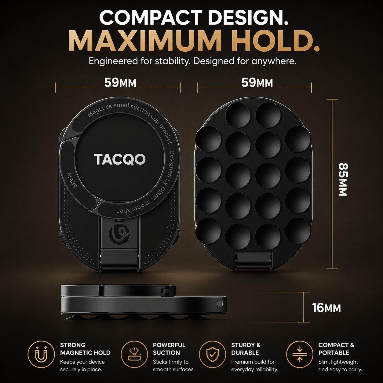 Tacqo™ | Magnetic Suction Phone Mount