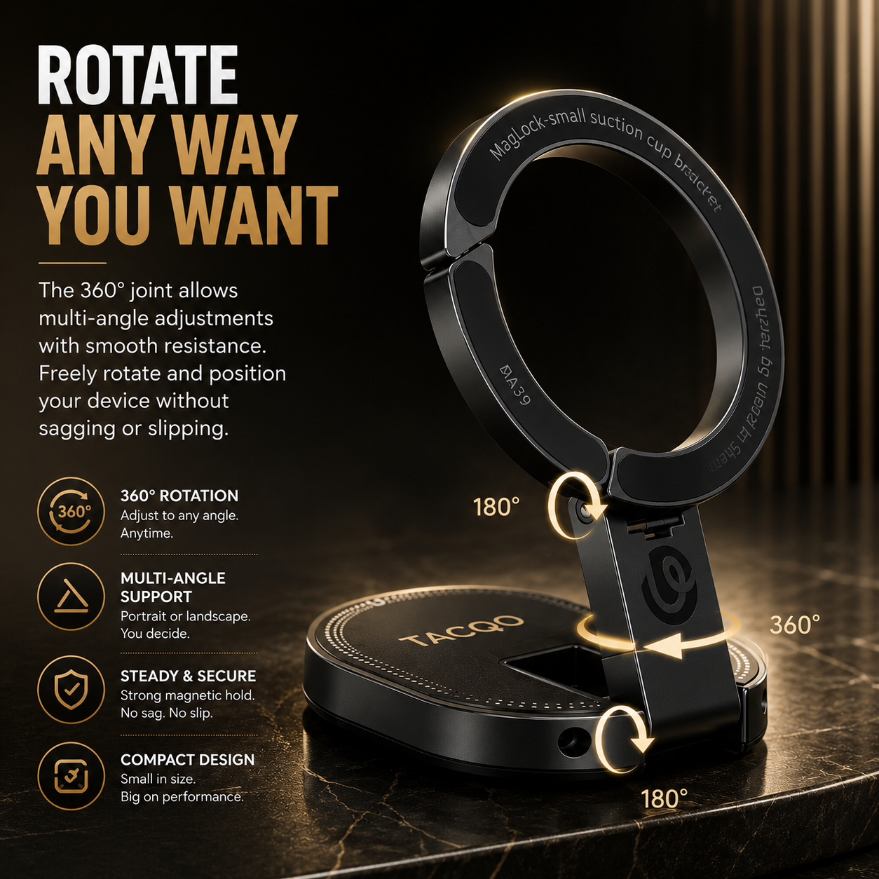 Tacqo™ | Magnetic Suction Phone Mount