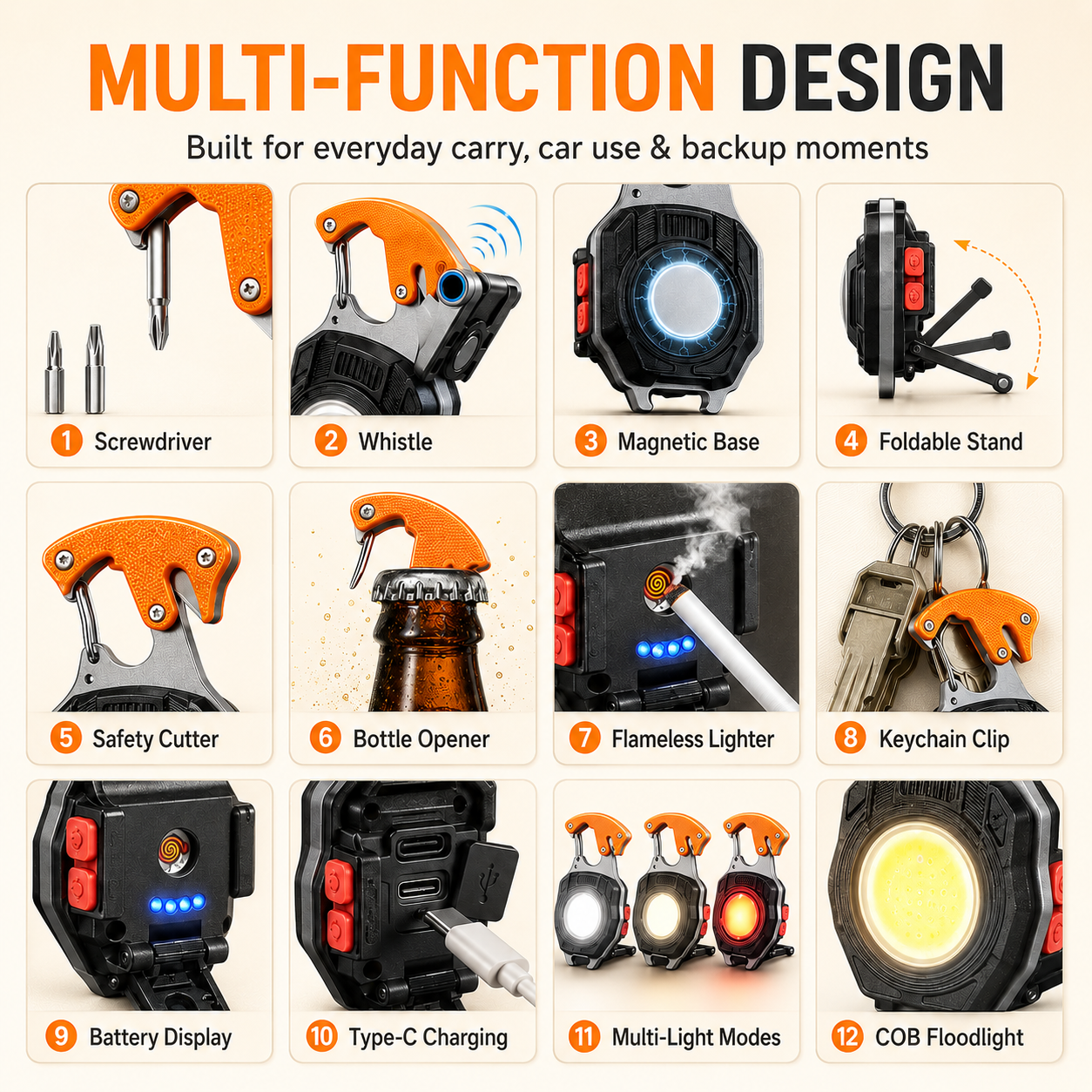 GLIX™ | Rechargeable Keychain Multi-Light