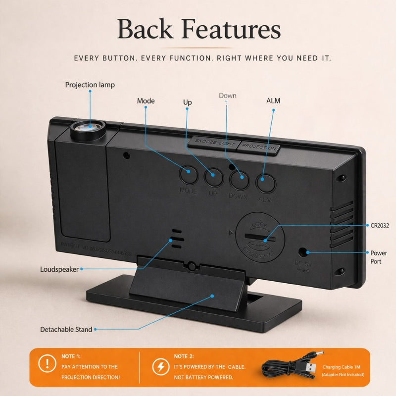 VESPER™ Projection Bedside Alarm Clock